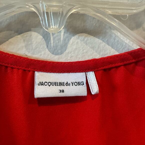 Jacqueline de Yong red silk ruffle front sleeveless blouse - Picture 3 of 4